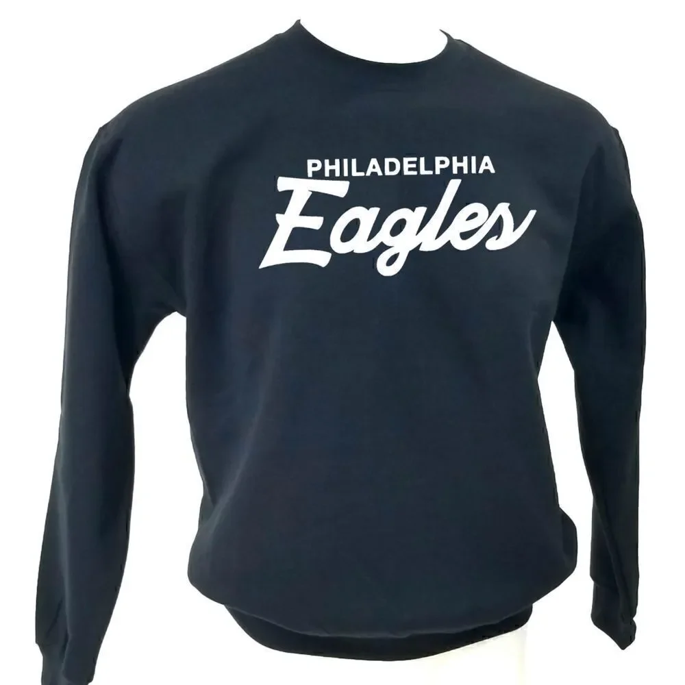 Philadelphia Eagles NFL Double Script Retro Logo Pullover Crewneck, Sweatshirt - Picture 2 of 5